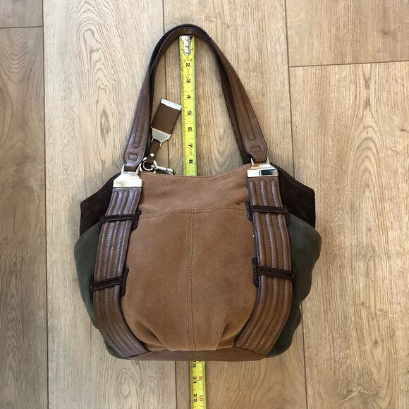 Tignanello Brown Suede Leather Colorblock Shoulder Bag Purse Gently Used - Picture 9 of 14